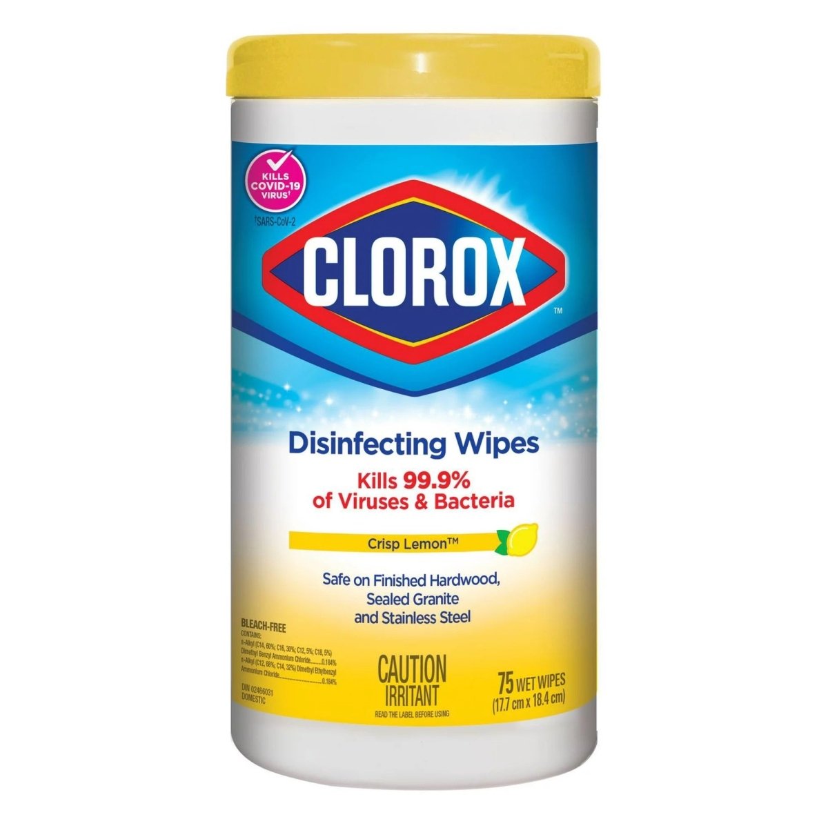 Clorox Disinfecting Wipes, Lemon Fresh, 6 x 75 Count