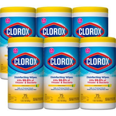 Clorox Disinfecting Wipes, Lemon Fresh, 6 x 75 Count