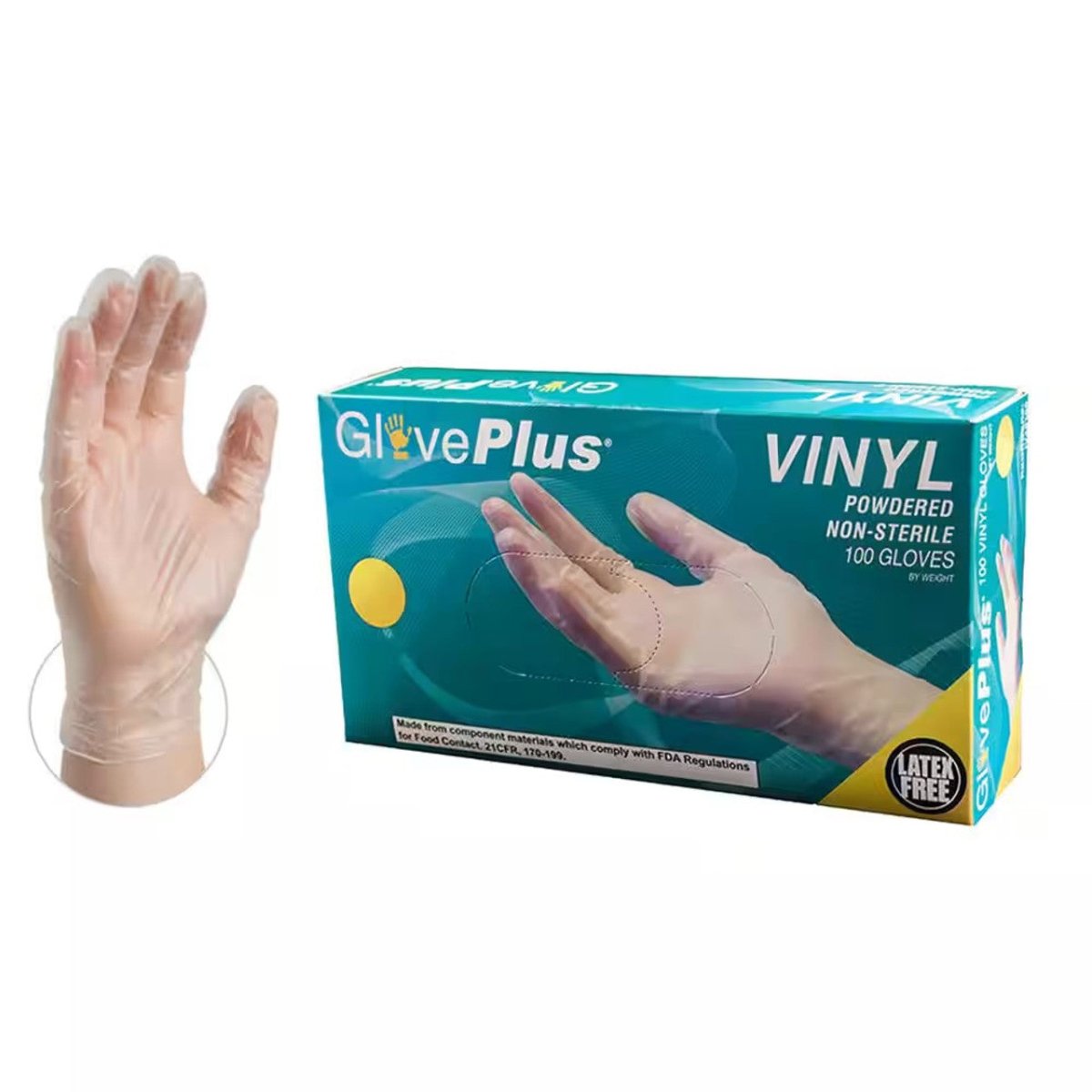 GlovePlus Industrial Clear Vinyl Gloves - 4mil, Latex Free, Non-Sterile, Powder Free