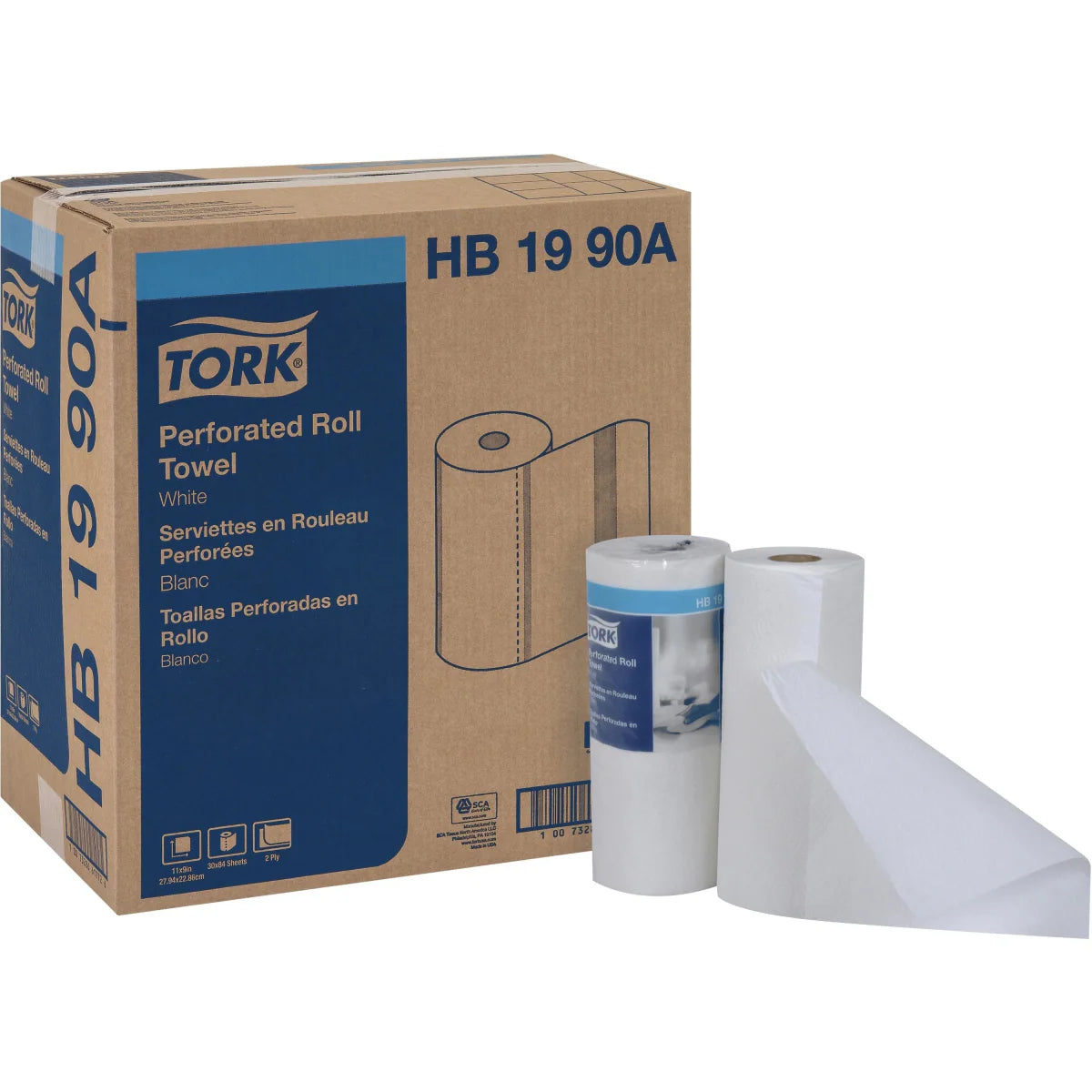 Tork Paper Towel HB1990A, 2 - ply 11” x 9” 84 Sheet White Roll, Case of 30